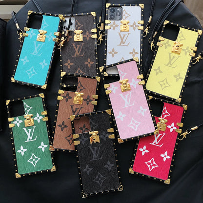 迷人的LV帆布皮革蘋果iPhone Crossbody手機殼三星Galaxy時尚封面