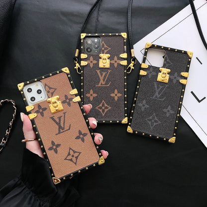迷人的LV帆布皮革蘋果iPhone Crossbody手機殼三星Galaxy時尚封面