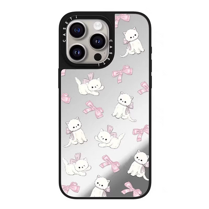 caseti兔子iPhone13—16蘋果手機殼韓系蝴蝶結絲帶猫咪鏡面亞克力透明矽膠防摔套磁吸女款
