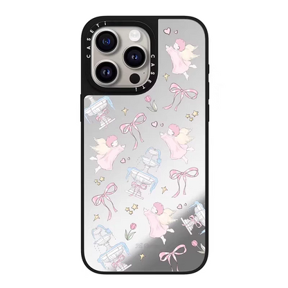 caseti兔子iPhone13—16蘋果手機殼韓系蝴蝶結絲帶猫咪鏡面亞克力透明矽膠防摔套磁吸女款
