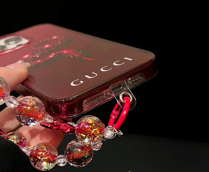 GUCCI紅蛇2025新款手機殼配水晶錶鏈