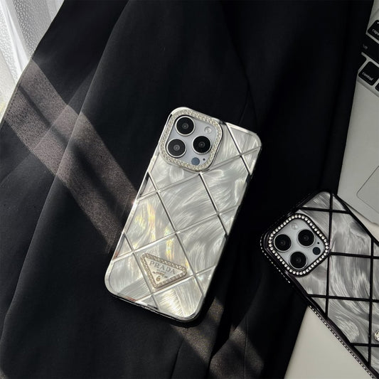 閃亮的普拉達鑽石絎縫蘋果iPhone手機殼