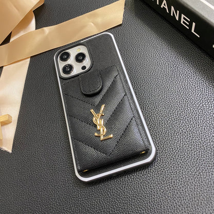 羊皮YSL皮革卡片夾蘋果iPhone手機殼