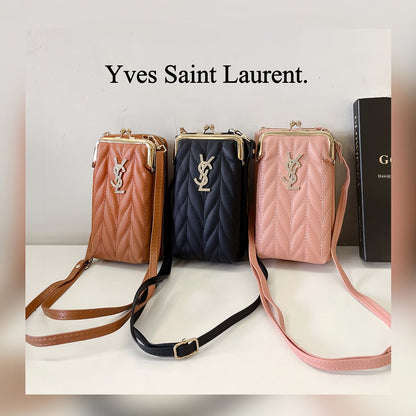 YSL絎縫皮革斜挎包手機錢包卡座腋下包