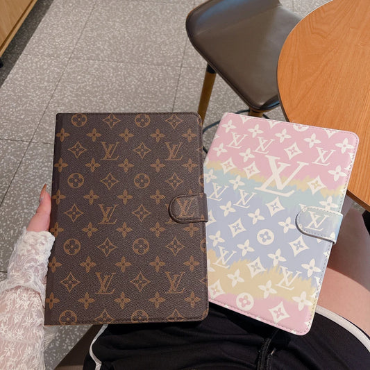 GLuxury Louis Vuitton帆布字母皮革清新夏季主題圖案蘋果iPad保護套