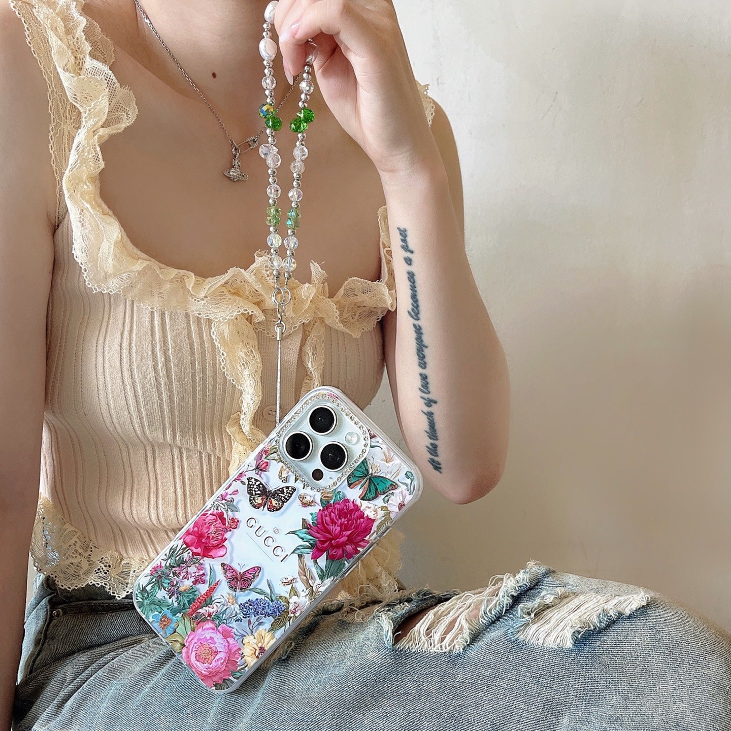 ✨✨诗家新品上架✨✨ 闪钻镜头✨Gucci花卉蝴蝶系列果冻壳🦋🌸🌷 高透加厚果冻亚克力，带防摔防震条🔥🔥